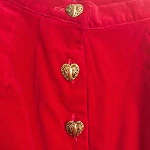 VINTAGE Heart-shaped Button Velvet Skirt